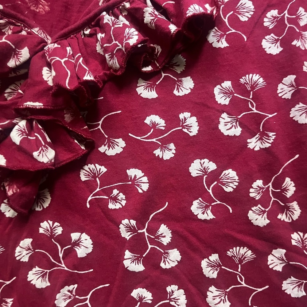 Lauren Ralph Lauren Red Cream Floral Ruffle Sleeveless Top Size XL Work Casual - Picture 3 of 7